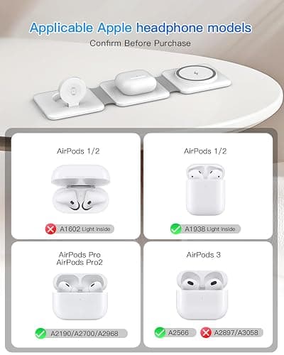 Charging Station for Apple Multiple Devices - 3 in 1 Foldable Magnetic Wireless Charger Dock - Travel Charging Pad for iPhone 17 16 15 14 13 12 Pro Max Plus Watch & Airpods thumbnail 5
