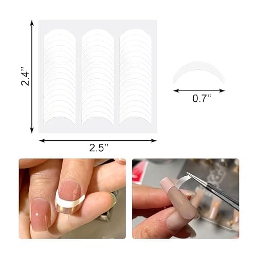 Qancekoo 576pcs 12 Sheets French Manicure Strips, Nail Guide Stickers Self-Adhesive Nail Sticker Tips for Women Girls - Moon Shape Design thumbnail 3