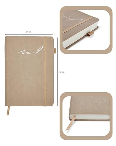 Soul Projekt A5 Notebook Beige, Lined 360 pages Journal Note books for Women and Men, Bullet A5 Notepad with Elastic Closure and Pen Loop, Travelers Hardback Notebook, University Study Essential Diary thumbnail 3