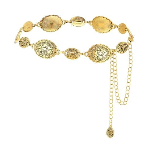 Eigso Boho Lapse Concho Chain Waist Belts for Women Cowgirl Waist Harness Gold Waists Chains Belt - Image 1