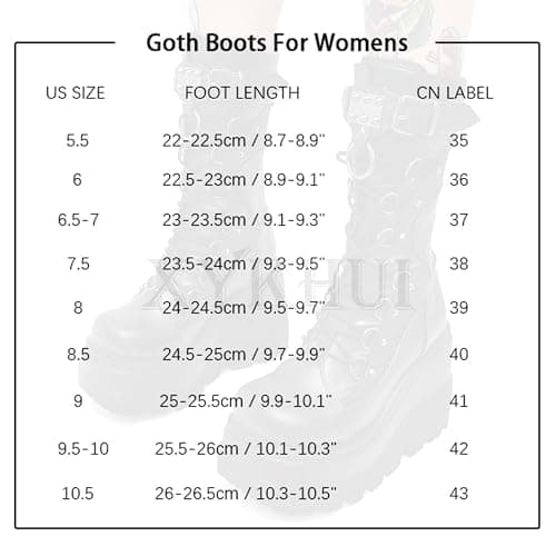 XYKHUI Womens Gothic Punk Platform Boots Chunky Wedge Heel Combat Boots Lace-Up and Zipper Round Toe Mid Calf Motorcycle Boot thumbnail 7