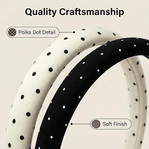 2PCS Polka Dot Headbands Retro Alice Bands Non Slip Hair Hoops for Women Ladies, Black White Spotted Hair Accessories for Washing Face Makeup Daily Wear Fancy Dress Costume Parties Hair Styling Tools thumbnail 3