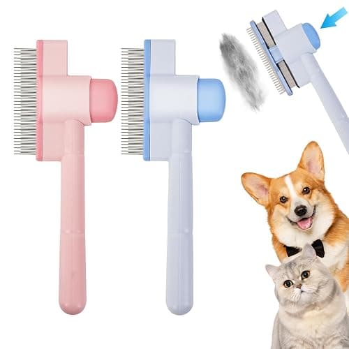 2PCS Flea Comb for Cats & Dogs – Magic Self-Cleaning Cat Grooming Brush with Stainless Steel Teeth, Cat Combs for Fleas and Ticks, Indoor Pets, Fine Tooth Comb for Kittens - Image 1