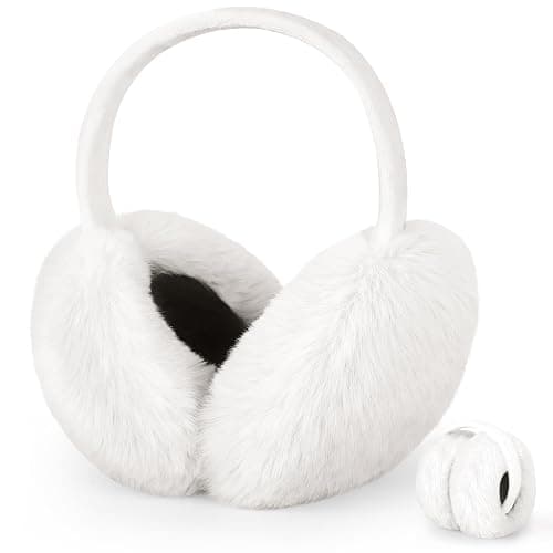 Lainlight Earmuffs for Women Winter Warm Foldable Ear Muffs Faux Fur Cute Fuzzy Ear Warmers for Girls Women - Image 1