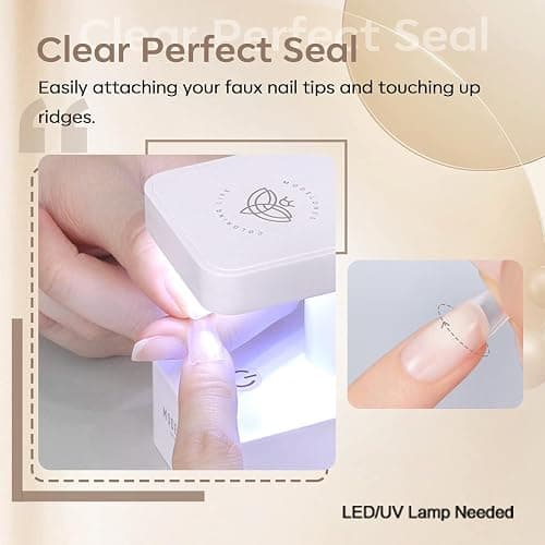 Modelones 9 in One Nail Glue Base Coat Nail Polish Set Brush On Gel Nail Glue 2 Pcs 15 ml for Rhinestone, False Nails, Base Gel, Blooming Nail Art Gel Nail Kit for Acrylic Nails U V Lamp Needed thumbnail 6