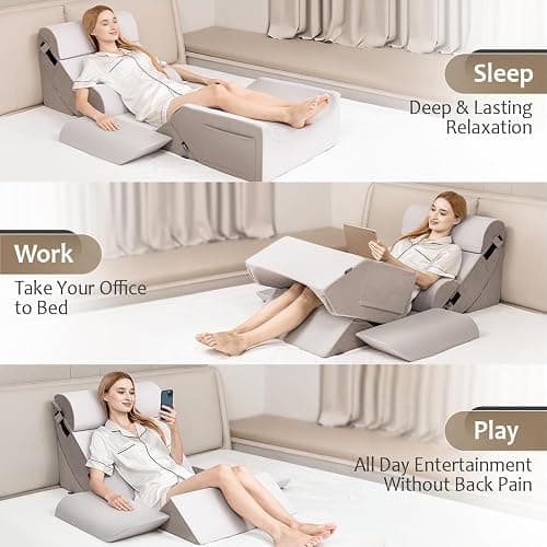 9PCS Orthopedic Bed Wedge Pillow Set for After Surgery Recovery, Body Positioners for Back and Leg Pain Relief, Adjustable Memory Foam Comfort for Sitting up in Bed, Ideal for Adult Acid Reflux & GERD thumbnail 4
