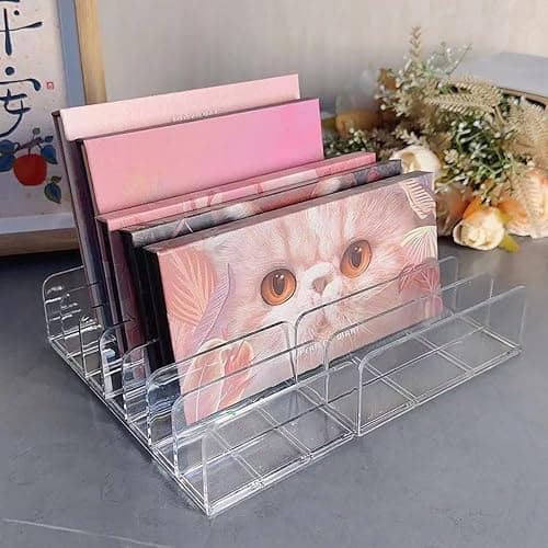 2 Pack Acrylic Eye Shadow Palette Makeup Manager, 7-Slot Display Box, Cosmetics Display Storage Rack Suitable for Eye Shadow Palette,Phone Case, Facial Mask, Transparent Cosmetics Manager thumbnail 7