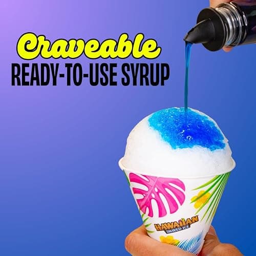 Hawaiian Shaved Ice Blue Raspberry Syrup - Made Nut Soy Dairy Free in the USA - Flavor Fluffy Shaved & Crunchy Snow Cone - Shelf Stable After Opening - Makes 8 Servings - 16 ounces thumbnail 5