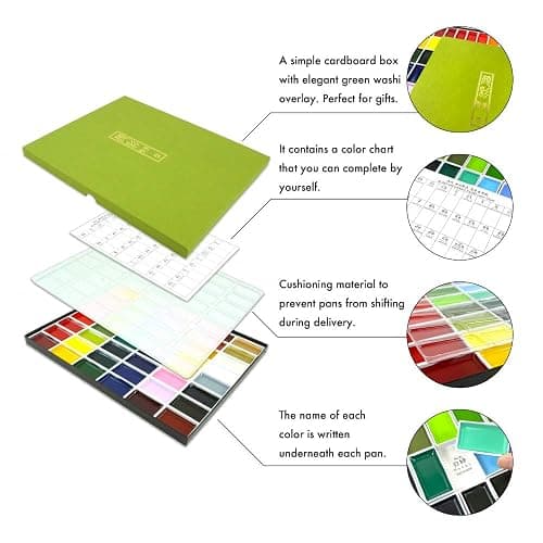 Kuretake GANSAI TAMBI Watercolor Paint Set, 48 Colors, Professional-quality for artists and crafters, for kids, adult, Made in Japan thumbnail 5