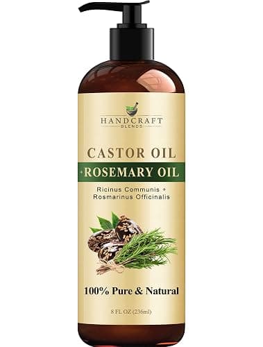 Handcraft Blends Castor Oil with Rosemary Oil - 8 Fl Oz - 100% Pure and Natural - Premium Grade Carrier Oil for Hair Growth, Eyelashes and Eyebrows, Hair & Body - Image 1