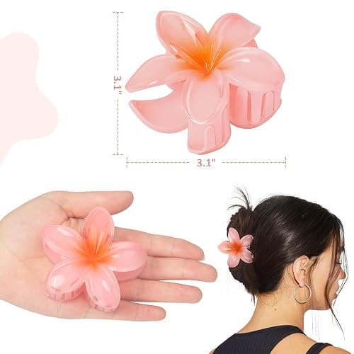 6 Pcs Flower Hair Claw Clips for Women Girls, Hawaiian Hibiscus Flower Hair Clips, Cute Vacation Beach Hair Accessories thumbnail 5