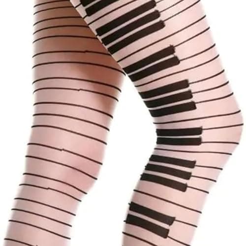 Womens Whimsy Twee Piano Tights Funky Patterned Stockings Emo Goth Whimsy Clothes Music Note Legging Y2k Aesthetic thumbnail 3