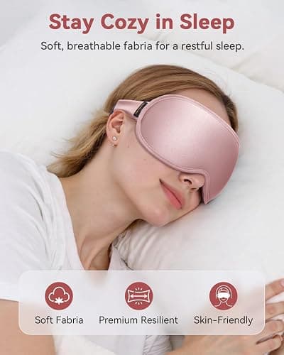 3D Weighted Sleep Mask for Women: 100% Light Blocking - Night Shift Nurse Essentials, Road Trip Travel & Long Flight, College Dorm Essentials for Girls - Lash-Friendly, Zero Eye Pressure, Pink thumbnail 7