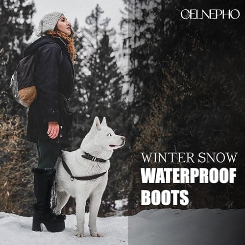 CELNEPHO Knee High Boots For Womens Side Zipper Warm Faux Fur Platform Chunky Heel Punk Goth Walking Winter Snow Boots thumbnail 3