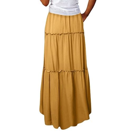 Yellow Drawstring Elastic Waistband Maxi Skirt thumbnail 2