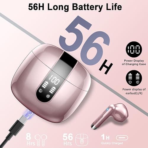 Wireless Earbuds, Bluetooth 5.4 Headphones NEW Wireless Headphones with 4 ENC Mic, 56H Bluetooth Earphones in Ear Noise Cancelling Deep Bass, Mini Ear Buds Bluetooth Earbuds IP7 Waterproof LED Display thumbnail 5