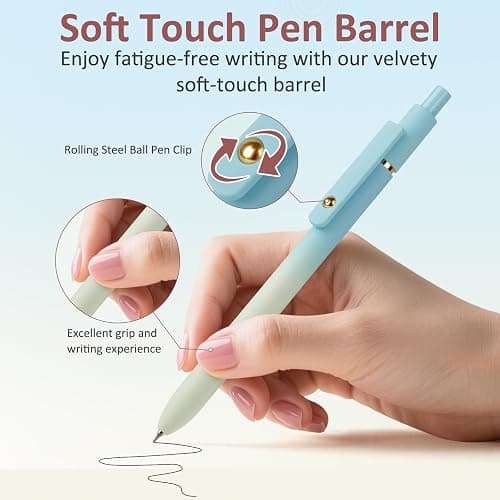 FIOVER Gel Pens, 6 Pcs 0.7mm Comfort Grip Quick Dry Black Ink Pens Fine Point Smooth Writing Pens, Cute Office Back to School Supplies Gifts for Women (6PCS Gradient Black Ink) thumbnail 3