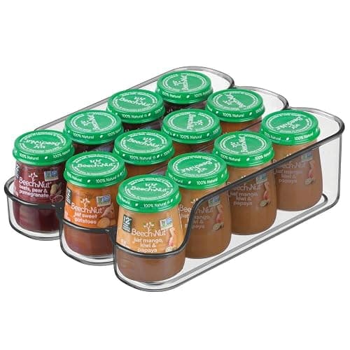 mDesign Small Plastic Kitchen Storage Divided Bin for Child/Kids Supplies - 3 Compartments to Organize Baby Food Jars, Pouches, Bottles, Sippy Cups, Cans, Pacifiers, Shampoo - 2 Pack - Smoke Gray thumbnail 2