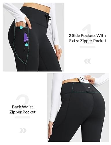baleaf Women's Fleece Lined Pants Winter Thermal Warm Bootcut Flare Leggings Hiking Yoga Pants with Zip Pockets Cold Weather thumbnail 5
