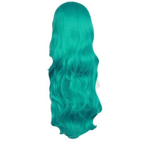 MapofBeauty 24 Inch/60cm Charming Synthetic Fiber Long Wavy Hair Wig Women's Party Full Wig (Dark Teal Green) thumbnail 4