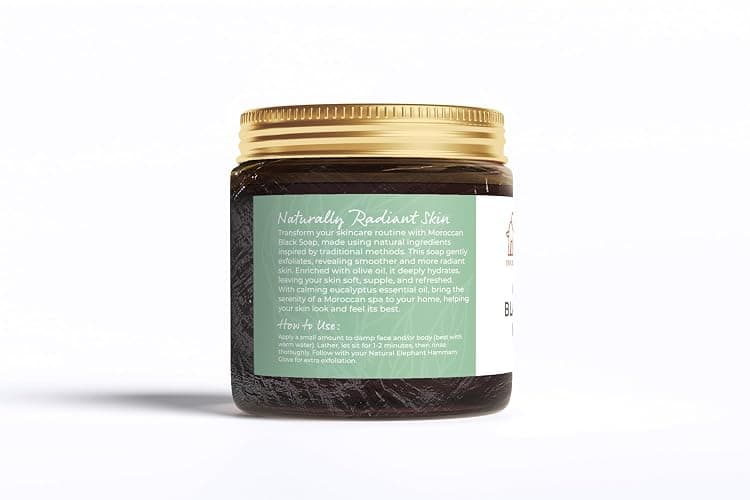 Natural Elephant Moroccan Black Soap With Eucalyptus Essential Oil 200g (7oz) thumbnail 8