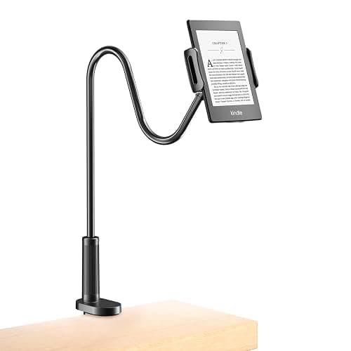 Kefotic Gooseneck Tablet Holder for Kindle Reading in Bed, Hands Free Desk Bedside Lazy Arm Stand for Kindle Accessories, Compatible with iPhone iPad mini - Image 1
