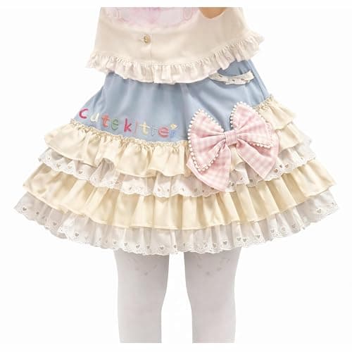 Erqiroc Cutecore Bow Lace Skirt Kawaii Lolita Skirts Harajuku Tiered Ruffle Skirts Cake Skirt Y2K Shoujo Clothes Jojifuku thumbnail 4