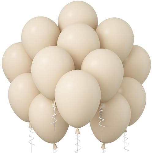 Jobkoo White Sand Balloons, 12 Inch 30 Pcs Beige Balloon Boho White Latex Cream Balloons Matte Off White Sand Neutral Helium Balloons for Birthday Wedding Baby Shower Anniversary Party Decorations - Image 1
