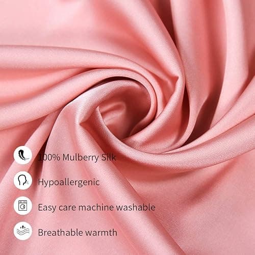 Jocoku 100% Mulberry Silk Pillowcases Set of 2 for Hair and Skin and Super Soft and Breathable Queen Size Nature Silk Pillowcases (Queen, Pink) thumbnail 4