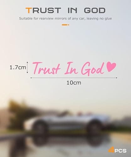SCUARI 4PCS Car Stickers,Cars Decals,Car Accessories Trust in God Rearview Mirror Sticker,Auto Stickers and Decals,Auto Decals for Women,Trust in God Mirror Decals,Suitable for Motorcycle (Pink) thumbnail 2