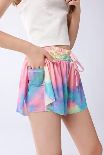zqajuxg Girls Flowy Shorts with Spandex Liner,2 in 1 Butterfly Shorts Teen Girls with Pockets for Sports，Running，Athletic thumbnail 6