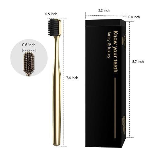 Z-VAPRESS Gold Color Toothbrush Soft Charcoal Bristles Travel Toothbrushes for Adults Luxury Gold Plated Toothbrushes Manual Toothbrush thumbnail 7
