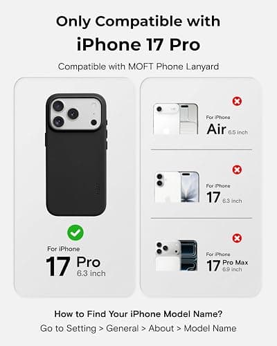 MOFT MOVAS Snap Case for iPhone 17 Pro, MagSafe Compatible, Soft-Touch Vegan Leather, Classic Minimalist Design, Lightweight, Stain-Resistant & Camera Protection, Jet Black thumbnail 2
