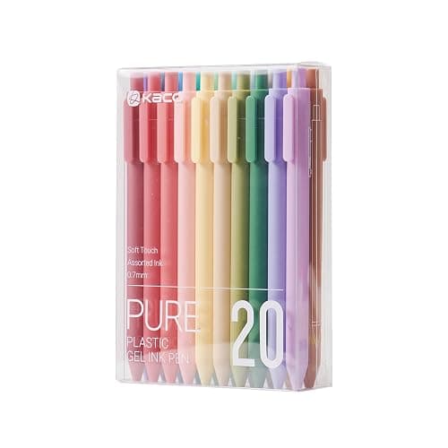 Kaco PURE Gel Pens 20 Assorted Color Ink 0.7mm, Medium Point, Aesthetic Cute Stationery Pens for Journaling Pens - Image 1