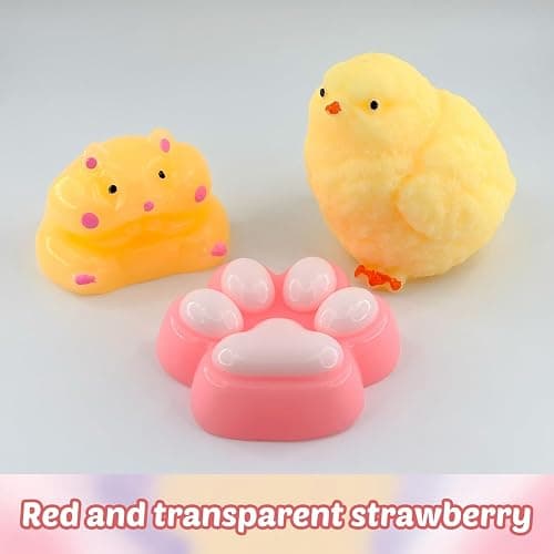 Taba Squishy Toys, Cute Cat Paw Chick Hamster Squeeze Fidgets, Soft Sensory Stress Relief Toys for Anxiety, Kawaii Animal Party Favors Goodie Bag Fillers for Kids Adults (3PCS) thumbnail 5