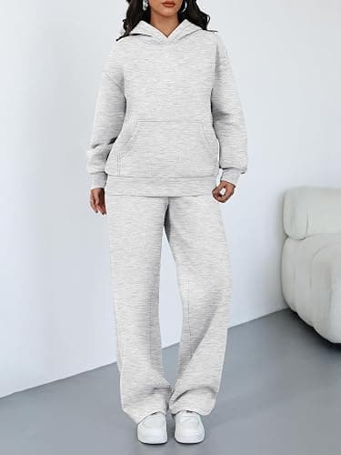 Trendy Queen 2 Piece Lounge Sweat Sets Plus Size Fall Fashion Matching Sweatsuits Wide Leg Pants Travel Outfit Winter Clothes thumbnail 2