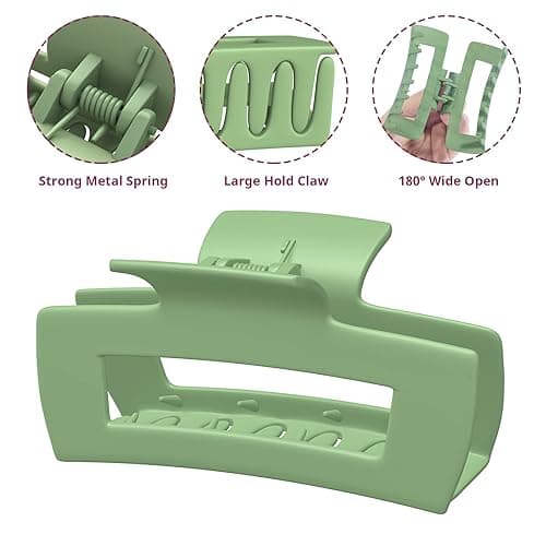 Vigorpace 12 Pack Large Hair Claw Clips 4.1" Big Square Matte for Women Girls, Strong Hold Banana Clips for Thick Thin Hair thumbnail 8
