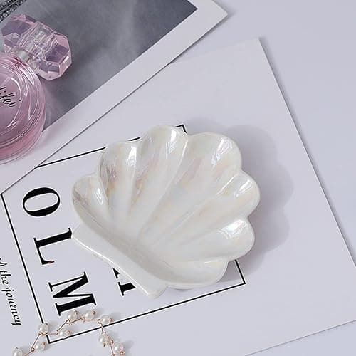 TIGERMILLION Shell Trinket Dish, Ceramic Ring Holder/Jewelry Tray, Cute Organizer Plate Vanity Decorations Accessories for Home Décor Bathroom thumbnail 6