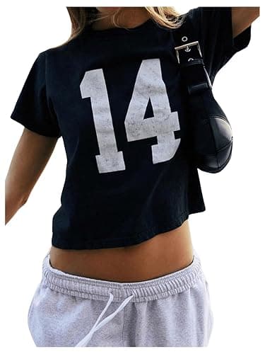 SOLY HUX Girl's Number Graphic Tees Short Sleeve Crew Neck Y2k Tops Jersey Shirts - Image 1