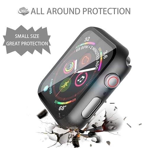 Misxi 2 Pack Hard PC Case with Tempered Glass Screen Protector Compatible with Apple Watch SE 3 (2025) SE 2 SE Series 6 Series 5 Series 4 44mm, Black thumbnail 4
