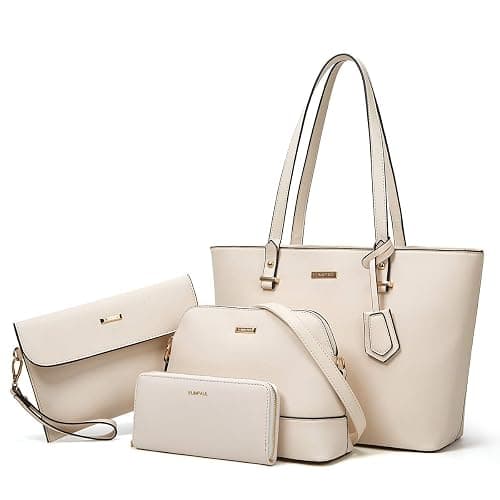 Women Fashion Synthetic Leather Handbags Tote Bag Shoulder Bag Top Handle Satchel Purse Set 4pcs - Image 1