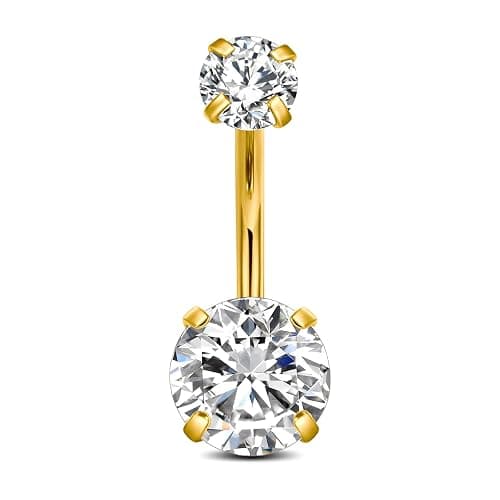 D.Bella 14G Stainless Steel Belly Button Rings 10mm 3/8" Barbell Belly Navel Rings Piercing for Women - Image 1