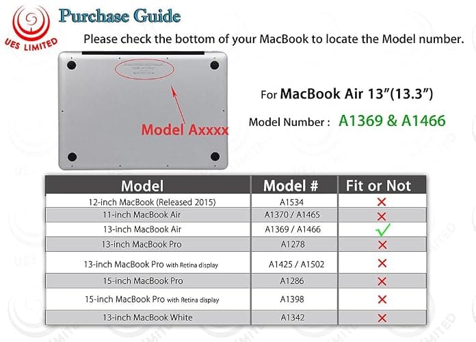 UESWILL Marble Pattern Hard Shell Case Cover Compatible with 2010-2017 Release MacBook Air 13 inch Model A1466 / A1369 (No Touch ID), (Black/White) thumbnail 2