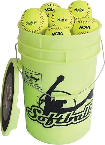 Rawlings | Bucket of 18 Practice Softballs | Ages 12U | 12" | Synthetic Cover - Image 1