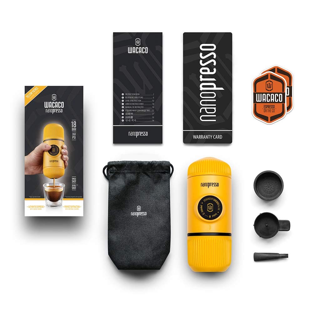 Wacaco Nanopresso Portable Espresso Maker, versión mejorada de Minipresso, cafetera de mano a presión de 18 bar, gadgets de viaje, de funcionamiento manual, compatible con café molido, perfecto para acampar (Edición Amarillo Patrol) thumbnail 8