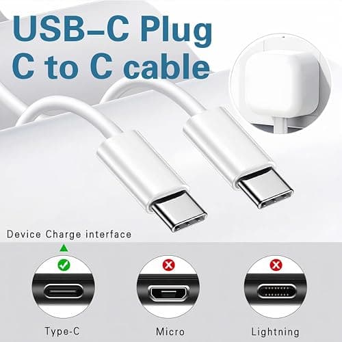 USB C Charger Cable 2M Type C to Type C iPhone USBC Plug UK 20W USB-C Power Adapter Compatible for iPhone 16 Pro Max 17 Air 15 Plus, iPad Air Pro, Samsung Charger Cable Fast Charge Galaxy S25 A17 A16 thumbnail 5