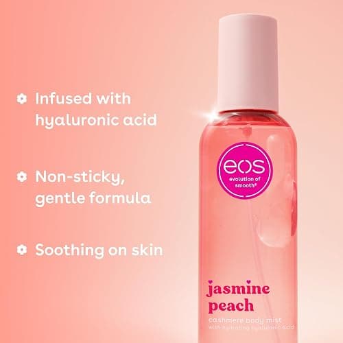 eos Cashmere Body Mist, Jasmine Peach, Body Spray for Women, Hair Mist, Floral Perfume, Moisturizing, Hyaluronic Acid, Glycerin, Vegan, Cruelty-free, 6 fl oz thumbnail 5