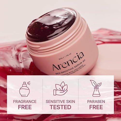 Arencia Overnight Red Smoothie Face Mask Serum, Glowing & Soothing with 30% red collagen, Niacinamide, Peptide, Vitamin E thumbnail 5