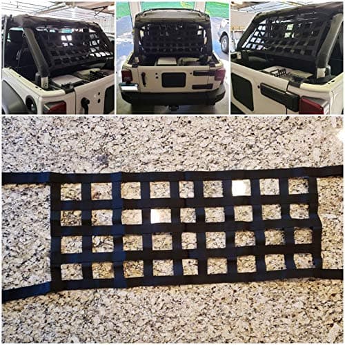 Mesh Cargo Net Hammock Roof Top Netting Hammock for Jeep Wrangler YJ TJ JK JKU JL JLU JT & Gladiator JT Accessories1987-2024 (Black) thumbnail 3