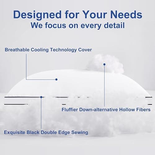 Premium Pillows Queen Size Set of 2, Fluffy and Supportive 7D Down Alternative Bed Pillows, Luxury Soft Hotel Quality Gusseted Pillow for Side Back Stomach Sleepers, Relief Neck Head and Shoulder Pain thumbnail 3